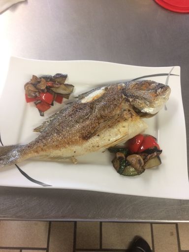 Forelle mit Grillgemüse